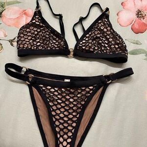 Agent provocateur super sexy Black and Tan Mesh Bikini Set